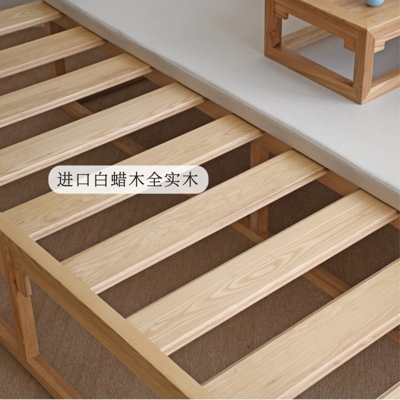 罗汉床新中式实木推拉床白蜡木小户型客厅伸缩沙发简约现代贵妃榻