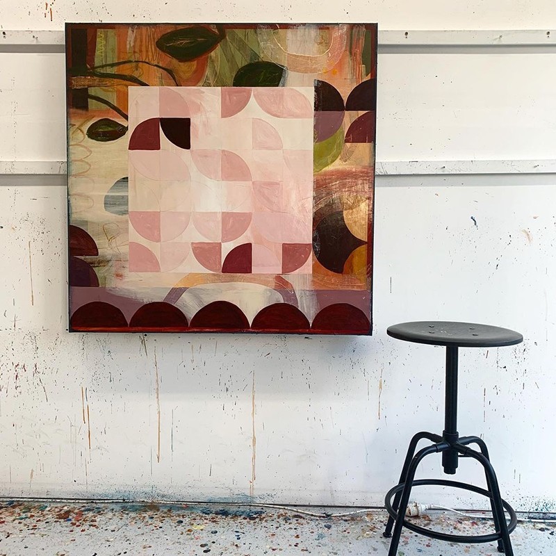 悠个 抽象植物花卉纯手绘油画大幅客厅沙发背景墙装饰画走廊壁画图片