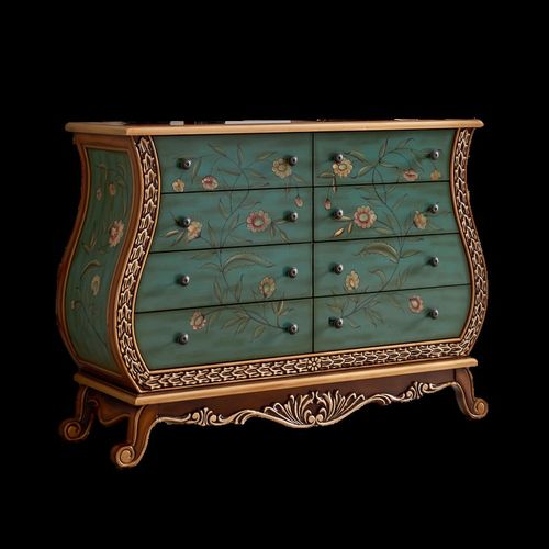 欧式玄关柜台装饰柜美式斗柜彩绘实木走廊柜收纳柜子做旧家具整装