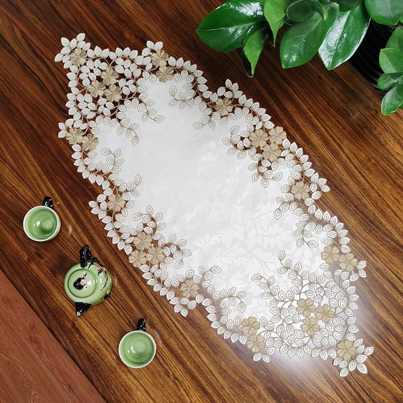 中式国潮布艺绣花桌布欧式茶几桌旗桌垫镂空盖巾餐垫餐桌装饰桌垫