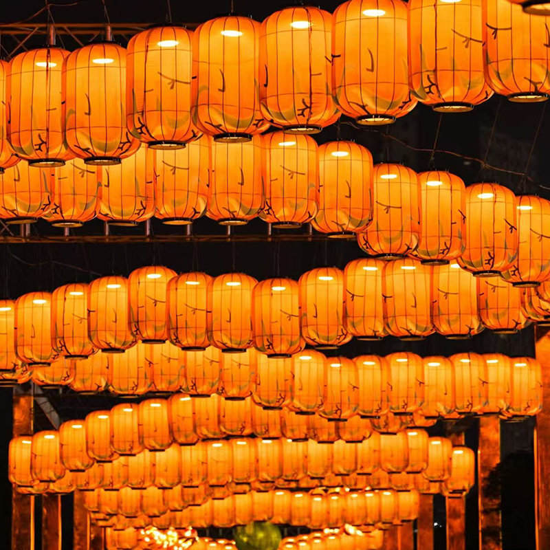 国潮新中式古风灯笼墙防晒冬瓜灯