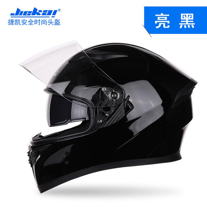 捷凯电动摩托车头盔男女全盔覆式炫酷四季犄角机车赛车安全帽