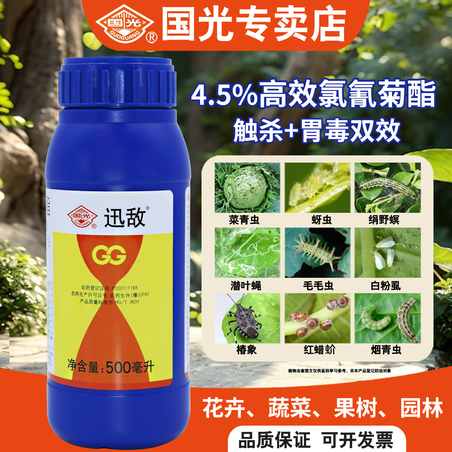 国光迅敌高效氯氰菊酯农药杀虫剂大全果树专用正品蔬菜青虫洋辣子