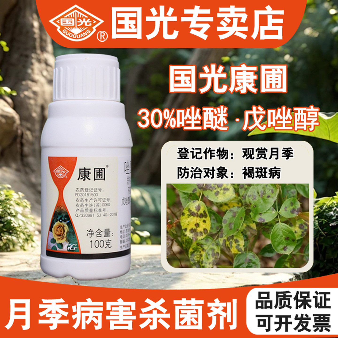 国光康圃吡唑醚菌酯戊唑醇植物白粉病杀菌剂农药月季黑斑病专用药