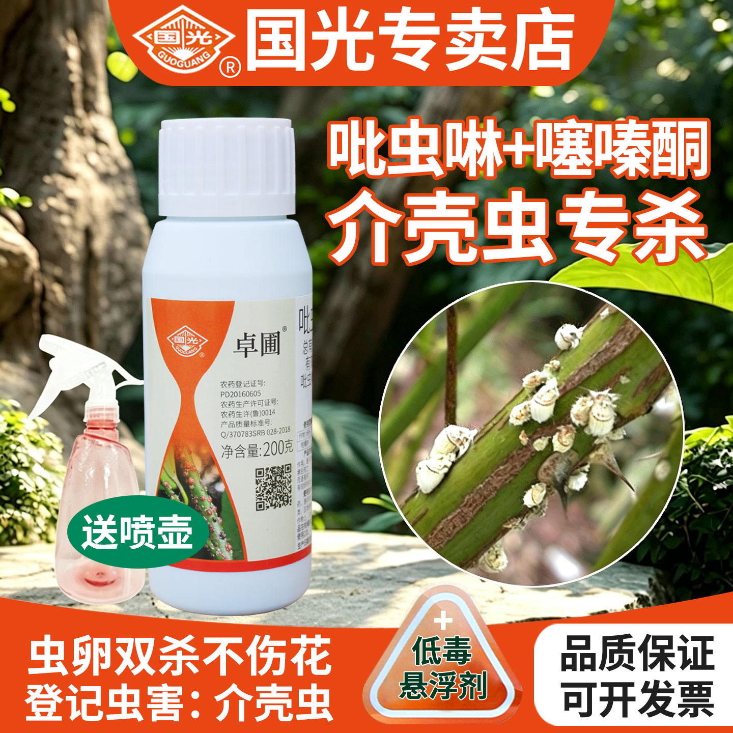 国光卓圃吡虫啉噻嗪酮花卉必治蚧壳虫专用杀虫剂植物多肉果树农药