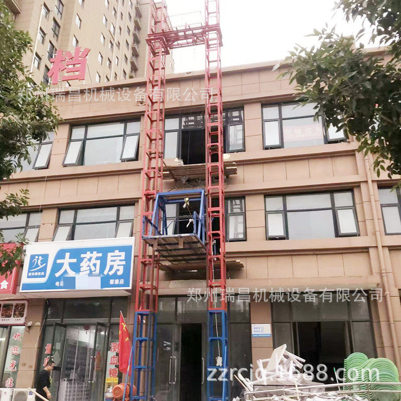 FOB施工升降机 中高层施工物料提升机龙门架升降机单柱双笼施工升