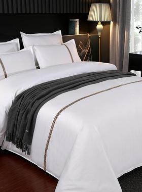 白色被套单件酒店宾馆专用150x200x230cm被罩民宿布草磨毛被单四