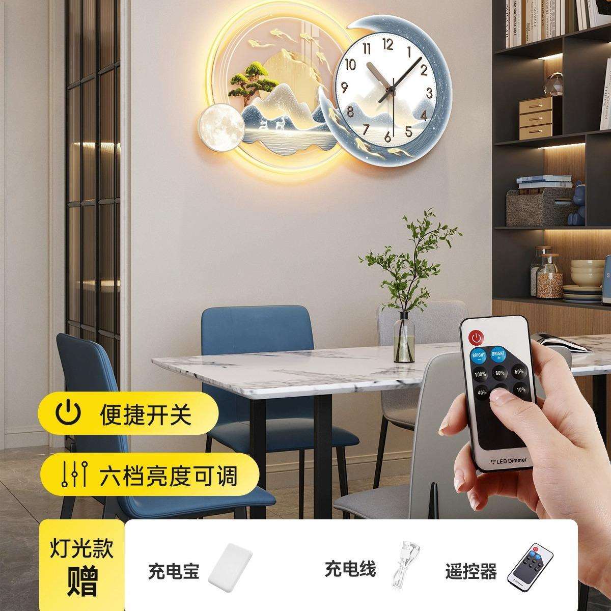 高档家居新款高级九鱼图钟表挂墙装饰画创意时尚简约现代挂画爆款图片