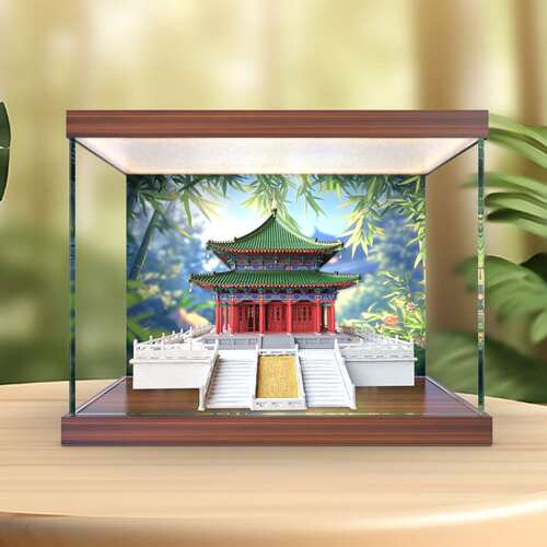 灯箱款亚克力展示盒适用筑木沉香亭榫卯古建筑积木防尘透明收纳盒