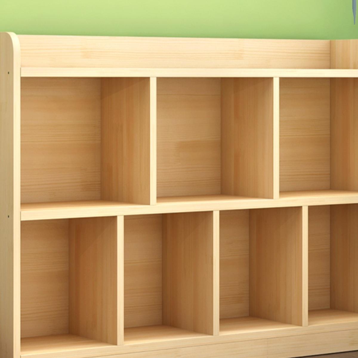 实木书架落地儿童简易书柜组合格子柜矮柜家用简约现代置物柜定