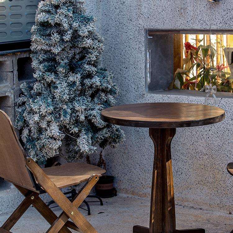 简约小户型圆桌复古实木可折叠方桌客厅阳台家用茶几餐桌咖啡tω