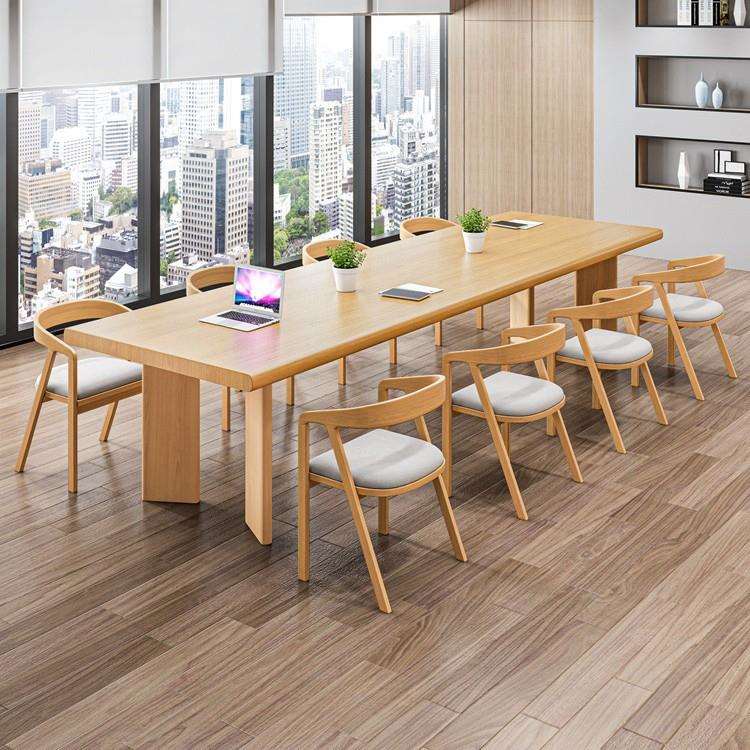 北欧实木办公桌工作室多人长条台式电脑桌会议室创意桌椅组合书桌