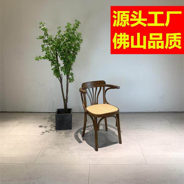 法式复古实木餐椅索耐特椅咖啡家用藤编餐厅椅极简设计师椅婚庆椅