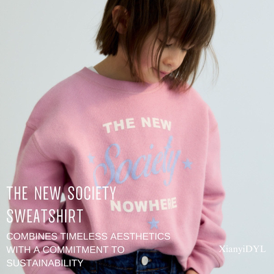 the new society 25AW秋冬儿童LOGO长袖卫衣洋气上衣纯棉男童女童