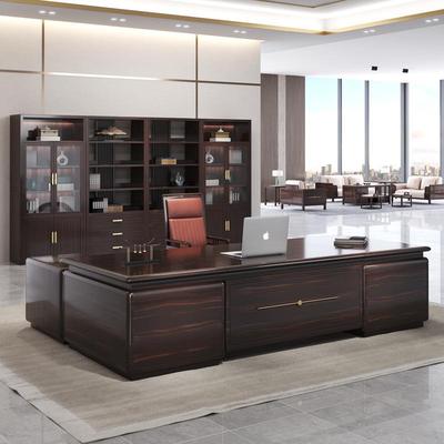 新中式实木办公桌总裁桌乌金木大班台简约现代董事长黑檀木老板桌