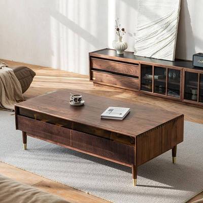 北美黑胡桃木茶几全实木电视柜茶几组合小户型北欧客厅家具边几