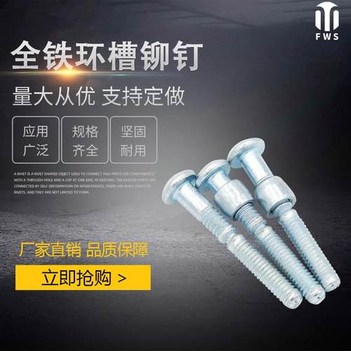 菲沃斯五金紧固件全铁环槽圆头抽芯铆钉哈克铆钉虎克铆钉锁紧螺栓