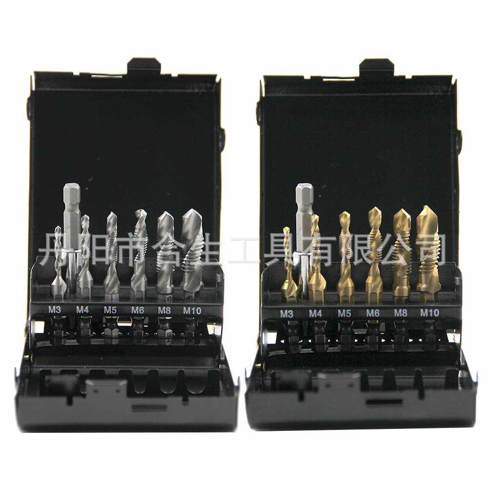 6pc高速钢复合丝锥60mm加长杆 钻攻一体机用开孔攻丝倒角工具组套,五金/工具,机用丝锥,淘宝优惠券,粉丝福利购,淘宝优惠卷