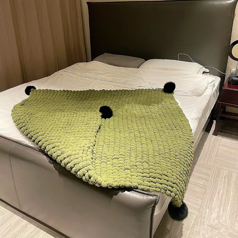 大球球线加密盖毯手织毛毯diy针织毯子宝宝毯子diy编毛毯带