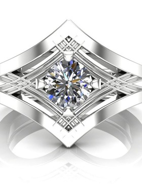 海饶2023跨境爆款仿白金镶白色锆石女式经典简约爱情戒指