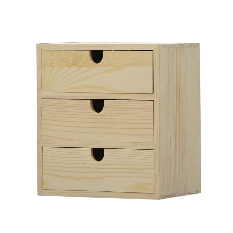 办公桌面收纳盒上收抽屉式实木储物柜桌文件纳盒DE显器示新品