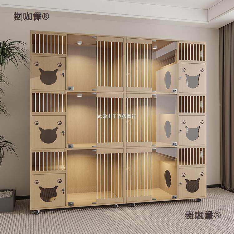 猫别墅猫猫窝猫咪房子MNL舍屋宠物店猫豪实木展示繁育猫柜麦麦太