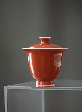 墨己矾盖碗釉下彩红花小草书手青写盖碗苏坡前赤壁赋EUU东泡茶碗