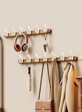 胡桃木挂UOL钩新中式入户门衣服后衣架卫墙生间壁挂式上挂免打孔