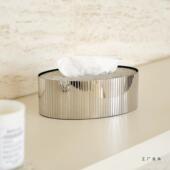 现代轻奢条纹不软锈纸CZN钢马毛巾巾盒高档家居装 桌面搭配纸盒摆