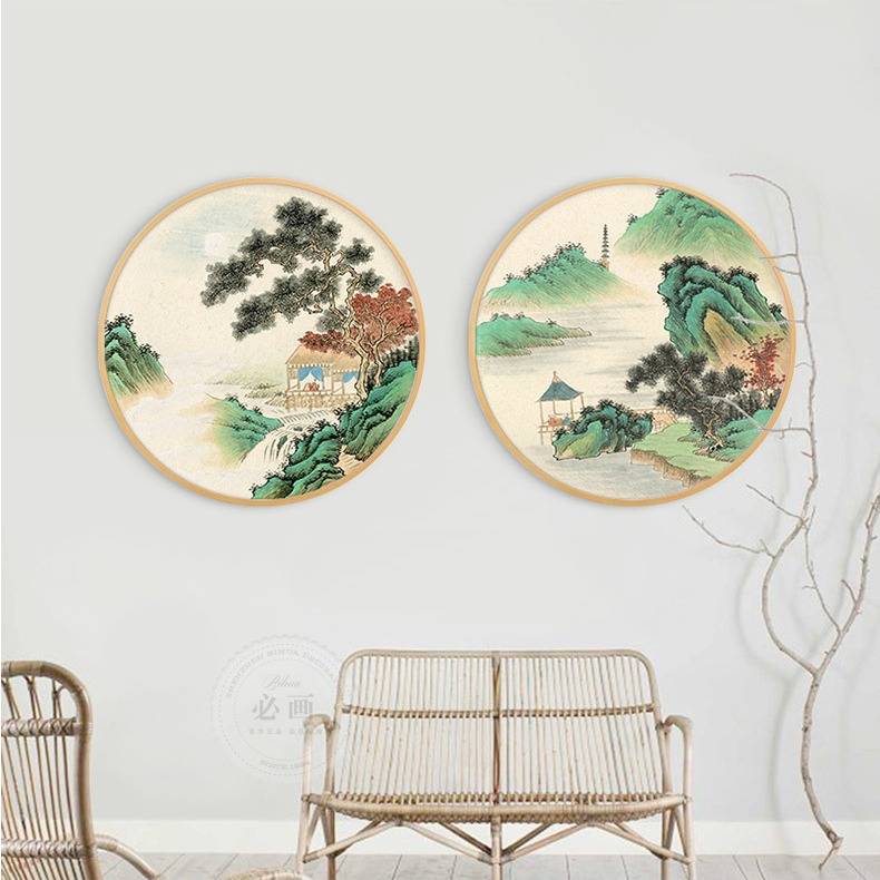 新中式装饰画工厂 客厅山水画中国风玄关挂画酒店书房茶室壁画图片