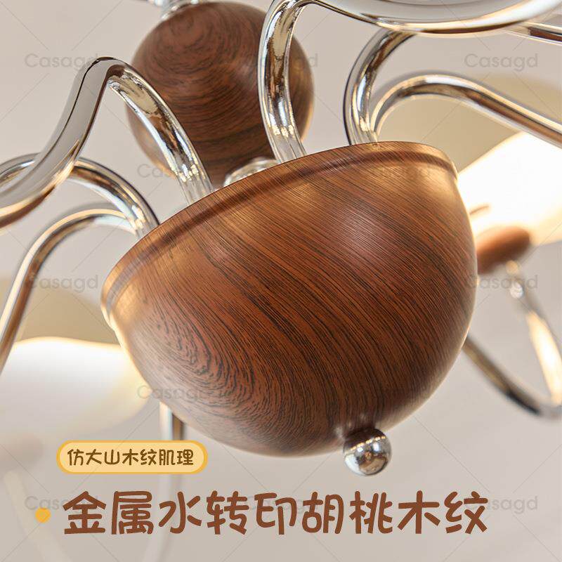 中古s风客厅吊灯法式复QUX古胡桃木大色灯护眼奶油风蛋壳厅餐厅ca