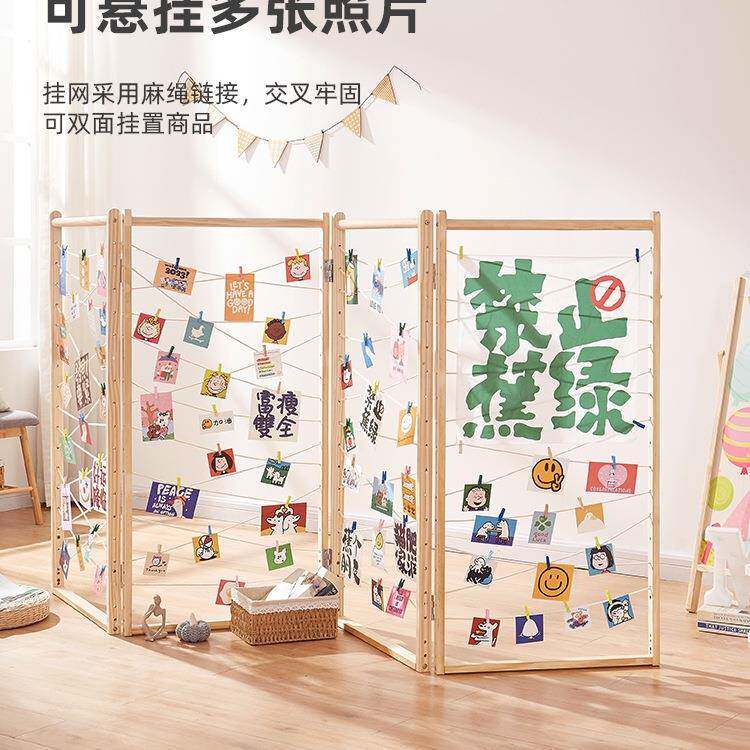 屏风断移NXS示动折屏照片展架网格照片墙玄关折叠隔实木宿舍饰装