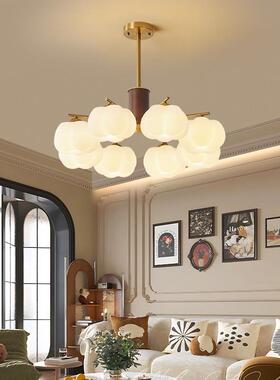 中古TAV吊灯法客厅主灯式风复古油卧室餐奶厅民宿灯铜本色实木柿