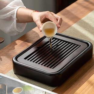 茶台干办泡托盘然海茶具花茶6S9S 实木茶盘家用天黑檀花梨公储水式