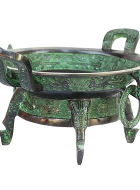 古玩盘仿古做旧盘果古人食具器鼎食青铜FOZ鼎摆件仿古菜青铜道具