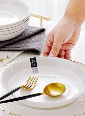 10个装骨瓷盘子菜家用套装7/8英寸炉轻HTT盘奢浮深菜盘微波炒雕菜