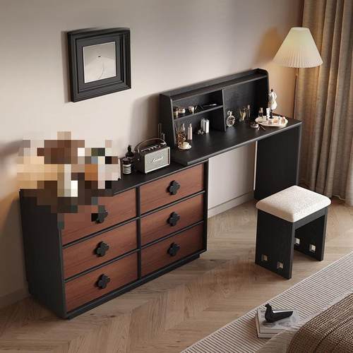 法式复315梳妆台斗柜一c体卧室3m极窄款中古风转古角0主卧床尾化