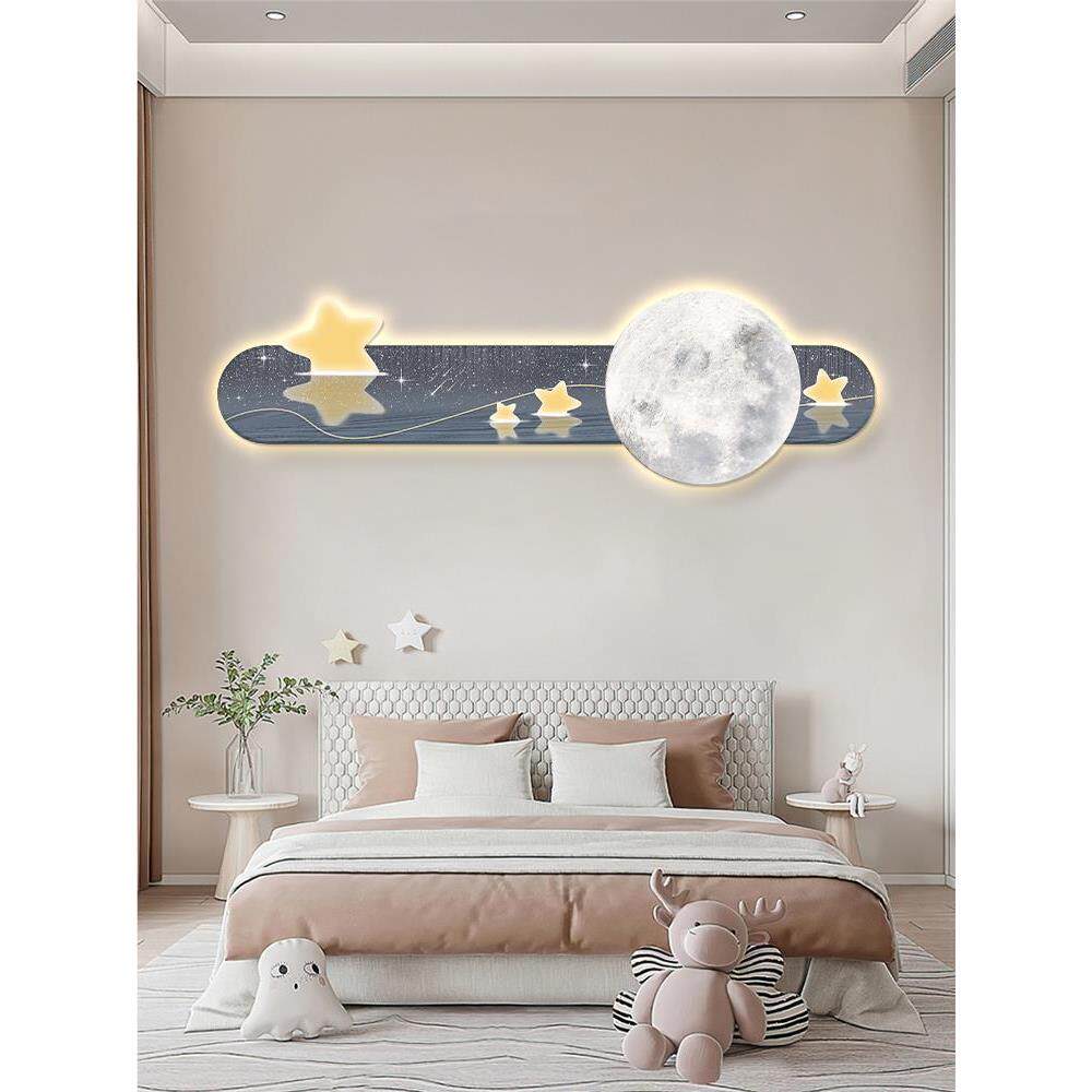 UV精房雕月童亮星星装饰画壁创意BZU卡通画高档led灯画温馨儿床头