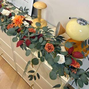 仿真人造桉树叶IRQ叶花朵家藤条秋季居餐桌氛围布置柳婚礼装饰