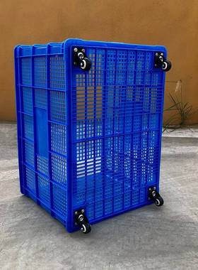 塑料筐带箱轮子号长MXB方形子胶框镂空加大厚递服装工厂中转快周