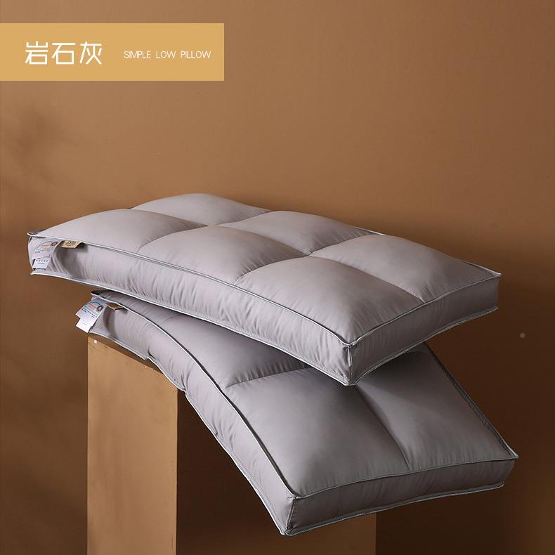 高品6100格全棉0S贡缎六宫定型绗缝羽丝绒枕芯护颈JZL单人舒适质
