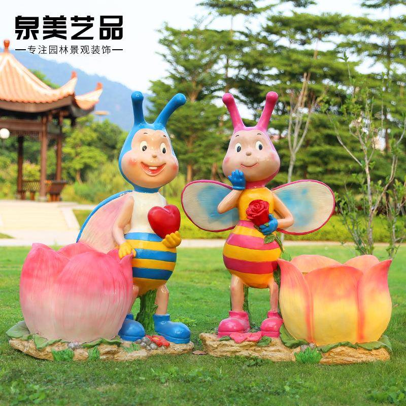 卡通动物花盆摆件花园庭院造景户外园林装饰玻璃钢雕塑树脂工艺品