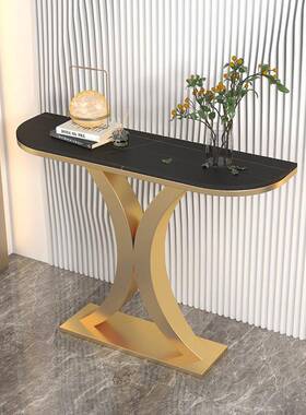 轻展奢板玄关岩桌半圆端景案台简约靠墙64612条桌现代入户示柜玄
