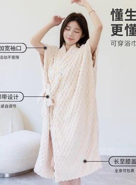 可浴巾浴裙家用女可洗澡浴袍穿裹非纯棉全棉吸水大202人5新款URJ