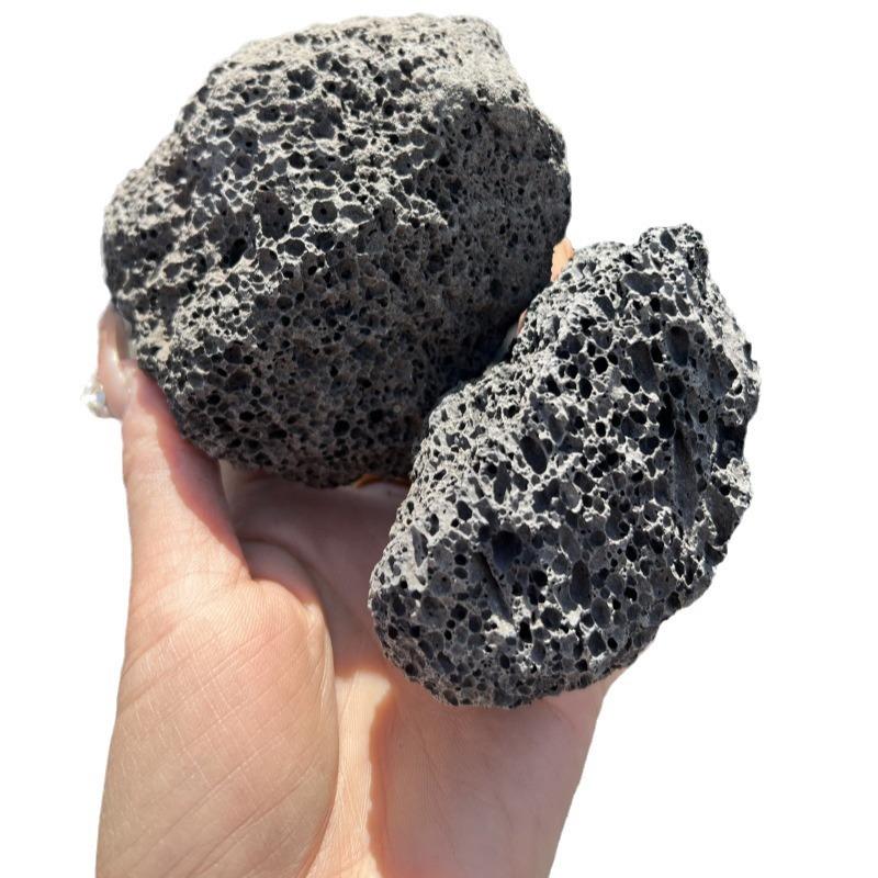 火山石颗粒然火山石造景养FQL天鱼专景观石矿山直供物黑色植红用