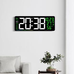 新创意客厅钟LE挂D子湿钟多功能彩色时NLN钟17.3寸温度闹钟6电661