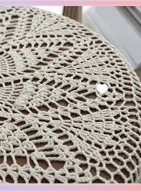 苏复古桌布ULI镂空丝茶几蕾电视柜纯棉圆桌钩针编织手工流法式台3