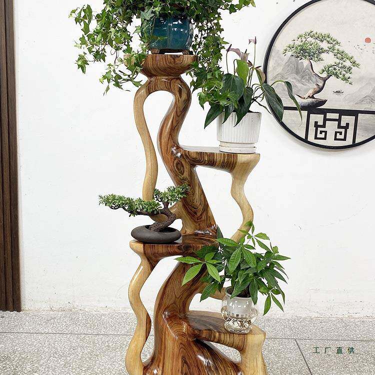 根雕花架摆件底樟座香随形厅玄关花实木摆件SMD底座创客意室内底