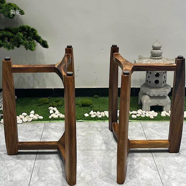 无品牌/胡桃木大板三脚式支架桌脚木奥坎工原支架中实茶桌支架木