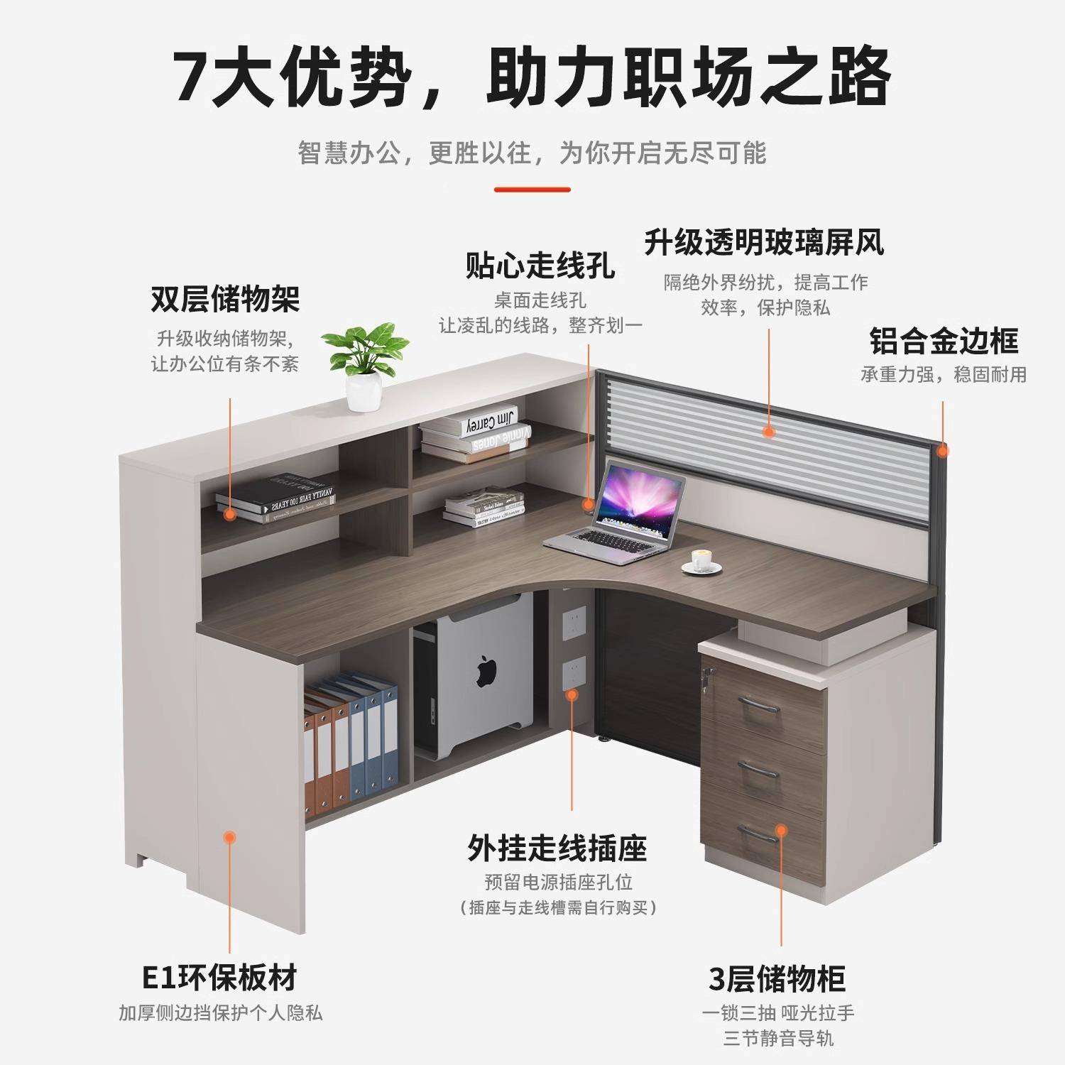 职/员公办桌椅组合简约现代/BGZ-00346人工位桌屏风卡座财务办公2